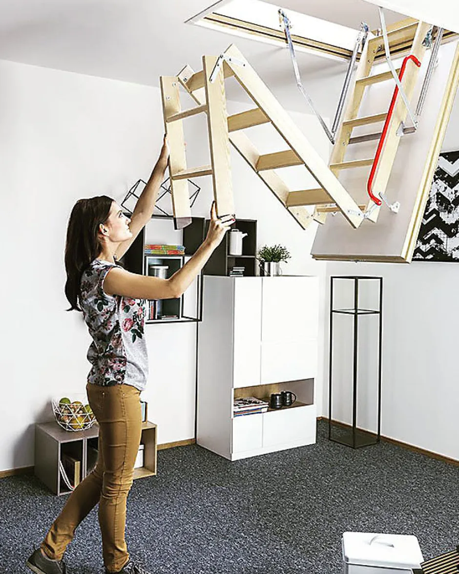 Echelle coupe feu 60min avec trappe de 70x140cm - Hauteur de 2.42 à 3.05m - LWF60/70140-305-Matisere Sale