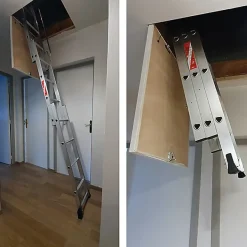 Echelle escamotable 3 plans - Haut. du sol au sol supérieur 3.00m - 9344-001-Hailo New
