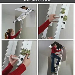 Echelle escamotable 3 plans - Haut. du sol au sol supérieur 3.00m - 9344-001-Hailo New