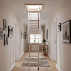 Echelle escamotable bois - Trémie de 70 x 140cm - Hauteur de 2.32 à 2.80m - LWZ70140-2-Matisere