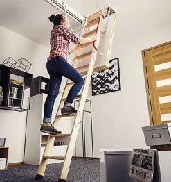 Echelle escamotable bois - Ouverture du plafond de 70 x 100cm - LWT70100-2-Matisere Discount