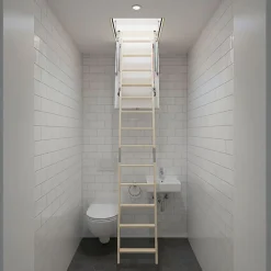 Matisere Echelle escamotable bois - Trémie de 70 x 140cm - Hauteur de 2.00 à 3.05m - LDK70140/305