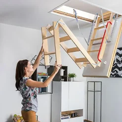 Echelle escamotable bois - Trémie de 60 x 120cm - Hauteur de 2.35 à 2.80m - LTK60120-2-Matisere