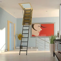 Matisere Echelle escamotable en métal - Trémie de 70 x 120cm - Hauteur de 2.20 à 2.80m - LMS70120-2