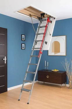 Echelle escamotable en métal - Trémie de 92 x 130cm - Hauteur de 2.56 à 3.05m - LML92130-3-Matisere Discount