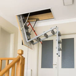 Echelle escamotable en métal - Trémie de 92 x 130cm - Hauteur de 2.56 à 3.05m - LML92130-3-Matisere Discount