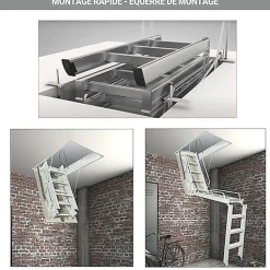 Echelle Escamotable Métal - Trappe 80x150cm - Hauteur 2.90 à 3.00m - ACI-TRE300/150-80-Matisere Discount