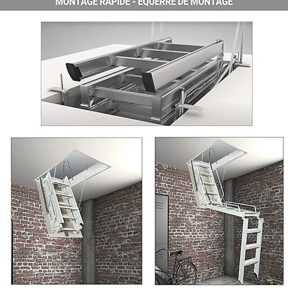 Matisere Echelle Escamotable Métal - Trappe 80x200cm - Hauteur 2.90 à 3.00m - ACI-TRE300/200-80