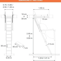 Matisere Echelle Escamotable Métal - Trappe 100x190cm - Hauteur 2.90 à 3.00m - ACI-TRE300/190-100
