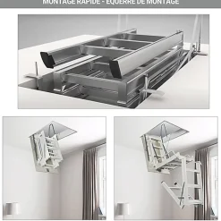 Echelle Escamotable Métal - Trappe 80x140cm - Hauteur 3.90 à 4.00m - ACI-QUA400/140-80-Matisere Online