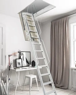 Matisere Echelle Escamotable Métal - Trappe 80x190cm - Hauteur 4.76 à 4.85m - ACITRE/190-80-485