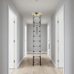 Echelle télescopique escamotable 9 marches - Hauteur de 2.25 à 2.45m - TEL-72324-Matisere Online