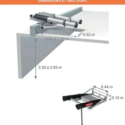 Matisere Echelle télescopique escamotable 10 marches - Hauteur de 2.55 à 3.00m - TEL-72527