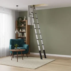 Matisere Echelle télescopique escamotable 10 marches - Hauteur de 2.55 à 3.00m - TEL-72527