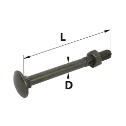 Afbat - Tb Industrie Sas Ecrou avec vis à tête collet carrée acier noir Afbat - ⌀7X L.60mm - 8 pièces