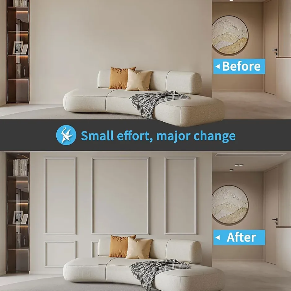 Frankystar Elizabeth - Moulure pleine hauteur pour murs 24 pièces en polyuréthane blanc peinturable