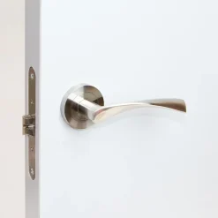 Jeu de Garniture intérieure de poignée de porte Twist, avec rosace D.50mm, Aluminium, Nickel satiné-Emuca Best