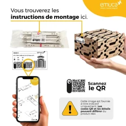 Jeu de Garniture intérieure de poignée de porte Twist, avec rosace D.50mm, Aluminium, Nickel satiné-Emuca Best