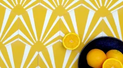 EN STOCK - Carreaux de ciment véritable - Gatsby - Moutarde-Hendaya Hot