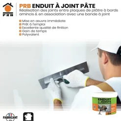Enduit à Joint Pâte 8kg - Application Facile et Lissage Parfait - Finition Lisse et Durable - Pour Joints de Plaques de Plâtre --Prb Best