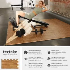 Ensemble de 12 Dalles Carrées Tapis de sol Sport 12 pièces avec 24 bordures imprimé bois-Tectake Online