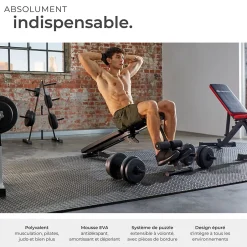 Ensemble de 12 Dalles Carrées Tapis de sol Sport 12 pièces avec 24 bordures noir-Tectake Online