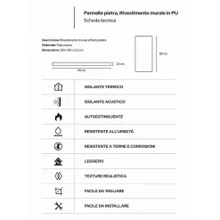 Divina Home Ensemble de 12 panneaux décoratifs effet pierre 3D, revêtement mural PU 8,6 m², dimensions 120x60x2,5 cm, finition oxydée