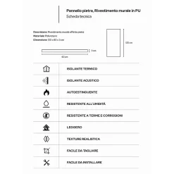 Ensemble de 10 panneaux décoratifs effet pierre 3D, revêtement mural PU 7,2 m², dimensions 120x60x3 cm, Tufo-Divina Home Best