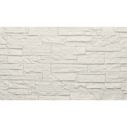 Divina Home Ensemble de 12 panneaux décoratifs effet brique et pierre 3D, revêtement mural PU 8,6 m² (120x60x2,5 cm), quartzite blanc