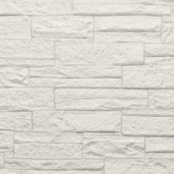 Divina Home Ensemble de 12 panneaux décoratifs effet brique et pierre 3D, revêtement mural PU 8,6 m² (120x60x2,5 cm), quartzite blanc