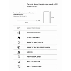 Divina Home Ensemble de 12 panneaux décoratifs effet pierre 3D grattée, revêtement mural PU 8,6 m² (120x60x2,5 cm), gris roche