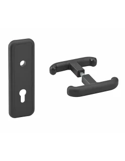 Ensemble de poignées et plaque de propreté de porte de garage T, carré 8mm, noir --Thirard Online