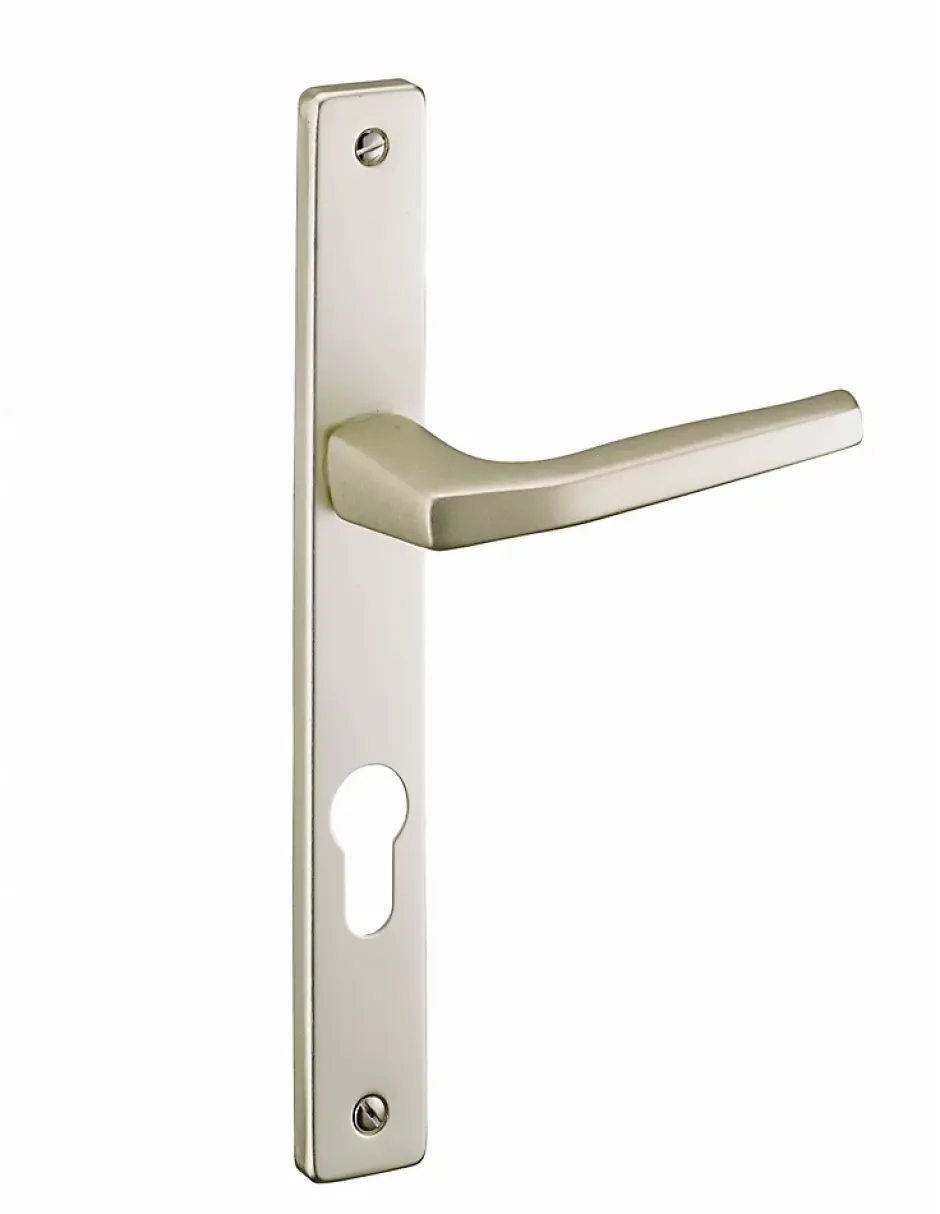 Ensemble de poignées Picardie pour porte d'entrée, trou de cylindre, entr'axes de 195mm, carré7mm, couleur champagne --Thirard Clearance