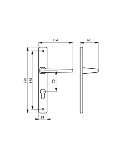 Ensemble de poignées Picardie pour porte d'entrée, trou de cylindre, entr'axes de 195mm, carré7mm, couleur champagne --Thirard Clearance
