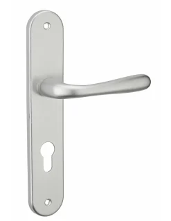 Thirard Ensemble de poignées pour porte d'entrée Pelope trou de cylindre, carré 7mm, entr'axes 195mm, argent -