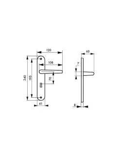 Thirard Ensemble de poignées pour porte de chambre Vesta trou de clé, carré 7mm, entr'axes 195mm, nickelé satiné -