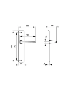 Thirard Ensemble de poignées pour porte intérieure Picardie sans trou, carré 8mm, entr'axes 195mm, couleur champagne -