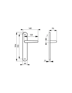 Thirard Ensemble de poignées pour porte intérieure Themis sans trou, carré 7mm, entr'axes 195mm, bois brut -
