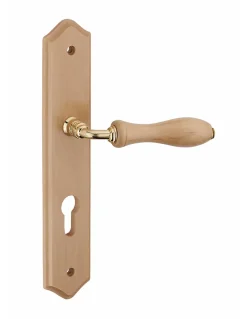 Ensemble de poignées pour porte d'entrée Themis trou de cylindre, carré 7mm, entr'axes 195mm, bois brut --Thirard Sale