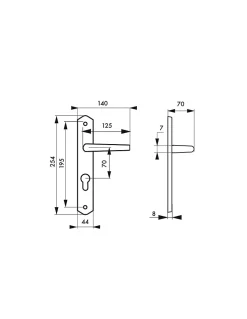 Ensemble de poignées pour porte d'entrée Themis trou de cylindre, carré 7mm, entr'axes 195mm, bois brut --Thirard Sale