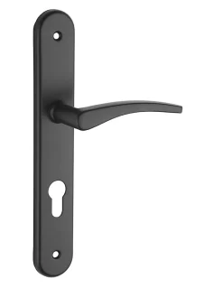 Thirard Ensemble de poignées pour porte d'entrée Vesta trou de cylindre, carré 7mm, entr'axes 195mm, noir -