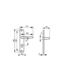 Ensemble de poignées pour porte d'entrée Leto trou de cylindre, carré 7mm, entr'axes 165mm, noir --Thirard Outlet