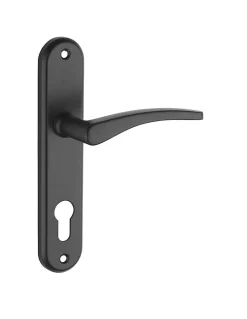 Ensemble de poignées pour porte d'entrée Vesta trou de cylindre, carré 7mm, entr'axes 165mm, noir --Thirard Outlet