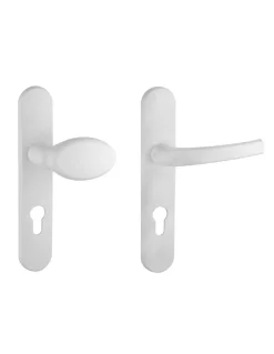 Thirard Ensemble de poignées pour porte d'entrée palière Sultane trou de cylindre, entr'axes 195mm, blanc -