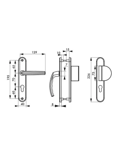 Thirard Ensemble de poignées pour porte d'entrée palière Sultane trou de cylindre, entr'axes 195mm, blanc -