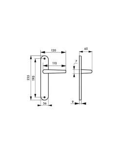 Thirard Ensemble de poignées pour porte intérieure Hebe sans trou, carré 7mm, entr'axes 195mm, laqué blanc -
