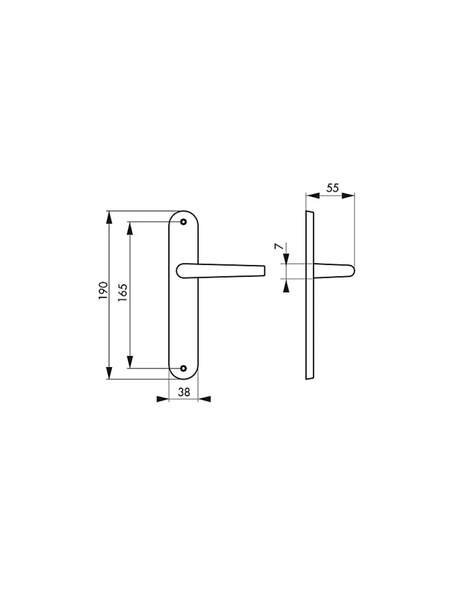 Ensemble de poignées pour porte intérieure Vesta sans trou, entr'axes 165mm, nickelé satiné --SP Outlet