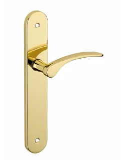 Thirard Ensemble de poignées pour porte intérieure Dionysos sans trou, carré 7mm, entr'axes 195mm, laitonné -