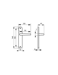 Thirard Ensemble de poignées pour porte intérieure Dionysos sans trou, carré 7mm, entr'axes 195mm, laitonné -