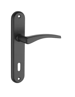 Ensemble de poignées pour porte de chambre Vesta trou de clé, carré 7mm, entr'axes 165mm, noir --Thirard Sale